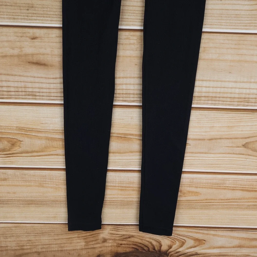 Pink Republic Ribbed Leggings‎ Womens Size XS Black Stretch Mid Rise Compression